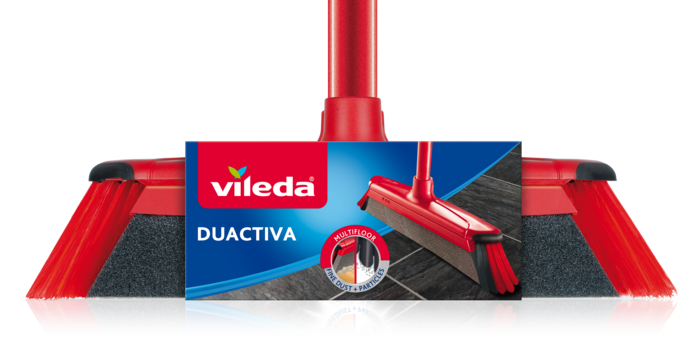 Balai 2 en 1 électrostatique DuActiva de Vileda, noir et rouge,  multisurface, manche de 51 po L.